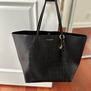 Alexander McQueen Black Embossed Leather Tote
